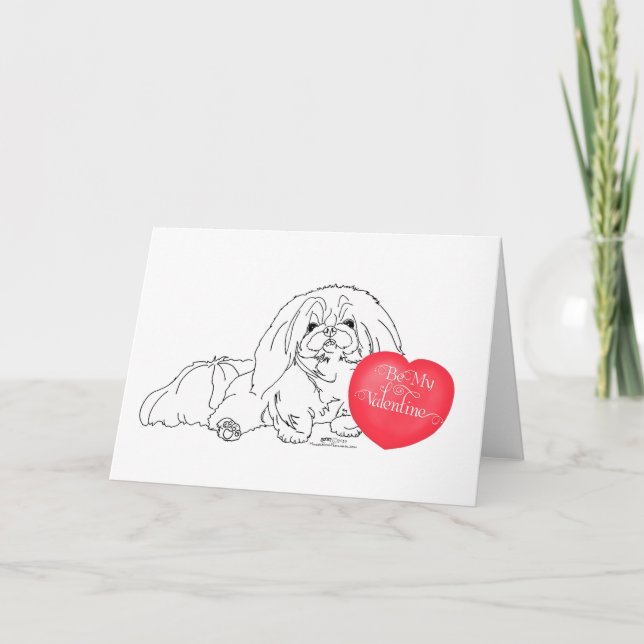 Pekingese Valentine Holiday Card (Front)