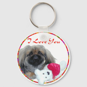 Pekingese Valentine Keychain
