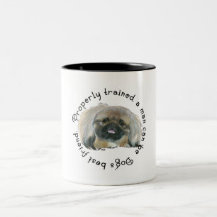 Pekingese Wisdom - Man can be Dogs Best Friend Two-Tone Coffee Mug