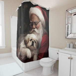Pekingese With Santa Claus Festive Christmas