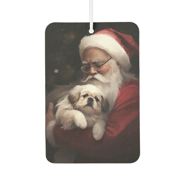 Pekingese With Santa Claus Festive Christmas Air Freshener (Front)
