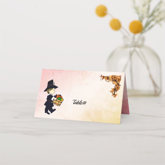 Pèlerin Garçon Thanksgiving Cartes de lieu (Devant)