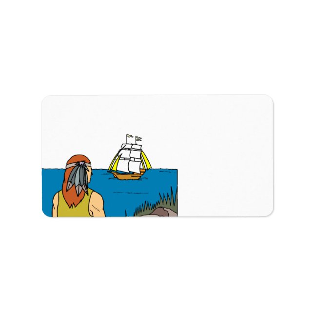 Pèlerin Mayflower Thanksgiving Étiquettes de adres (Devant)