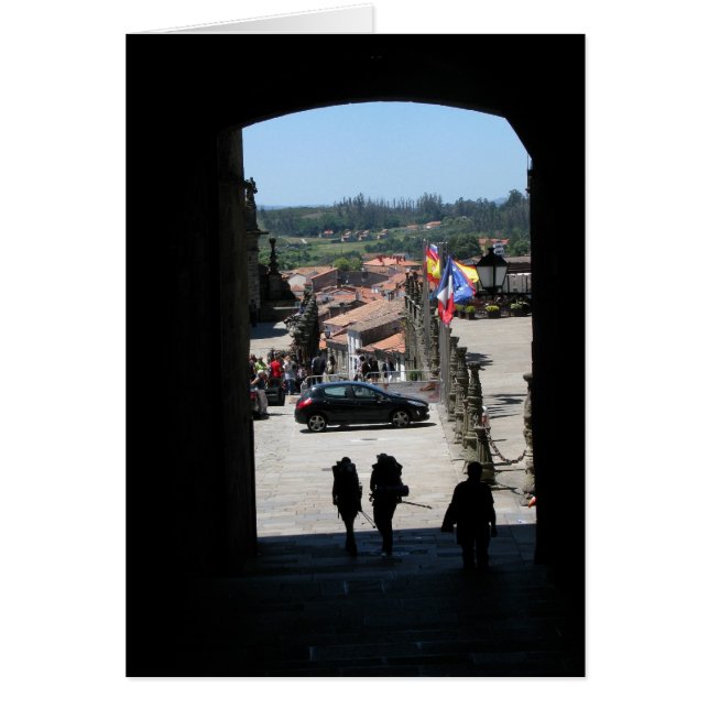 Pèlerins entrant dans la carte de Santiago (Devant)