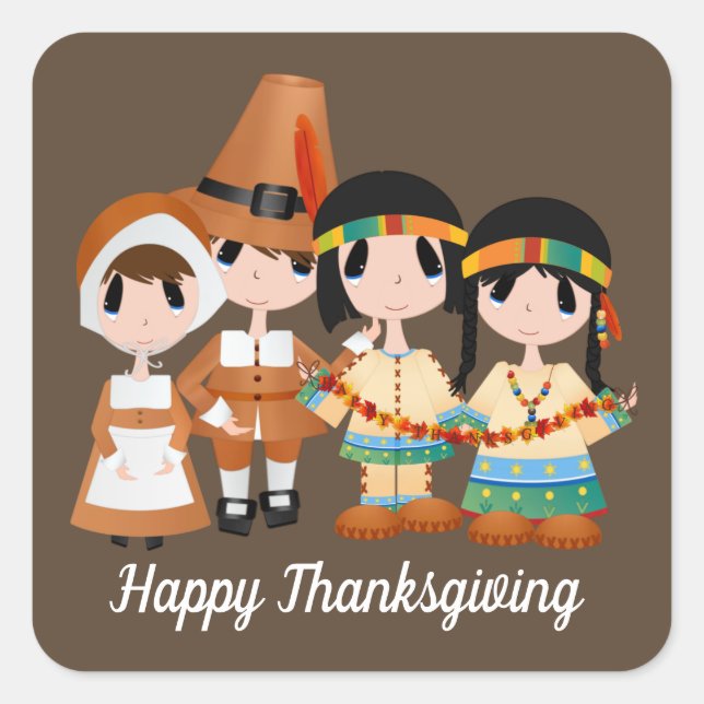 Pèlerins Indiens Thanksgiving Holiday sticker (Devant)