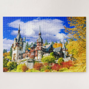 Peles Castle, Romania famous autumn landscape Jigsaw Puzzle