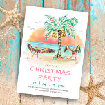 Pelican and Palm Tree Beach Christmas Party  Invitation<br><div class="desc">Tropical Christmas party invitation features two pelican sea birds flapping their wings in joy at seeing a palm tree Christmas tree and presents on the beach. Visit my "Pelican and Palm Tree" holiday collection for coordinating greeting cards,  gift tags,  party supplies and more. Art by KL Stock</div>