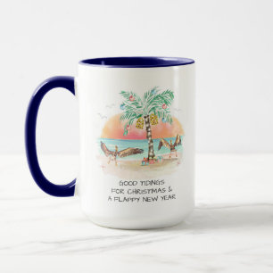 Pelican and Palm Tree Funny Coastal Christmas Mug
