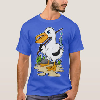 Pelican as Fisher with Fishing rod Fish T-Shirt