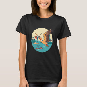Pelican Bird Island Boat Fish Catch Tropical Bird T-Shirt