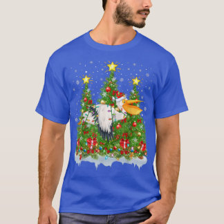 Pelican Bird Xmas Lights Santa Pelican Christmas T T-Shirt