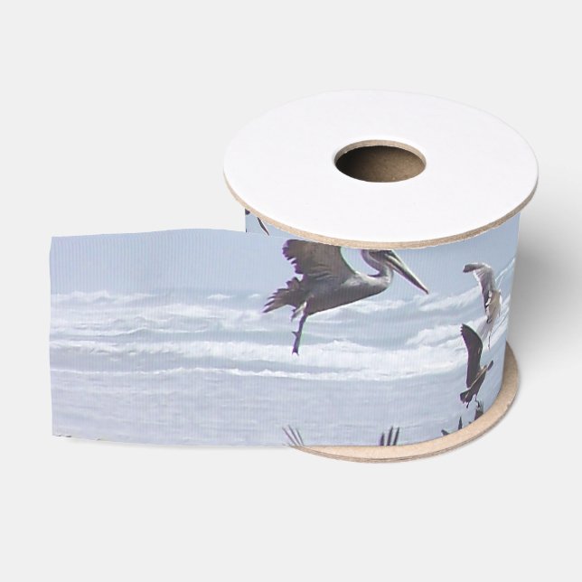 Pelican Birds Beach Wildlife Grosgrain Ribbon (Spool)