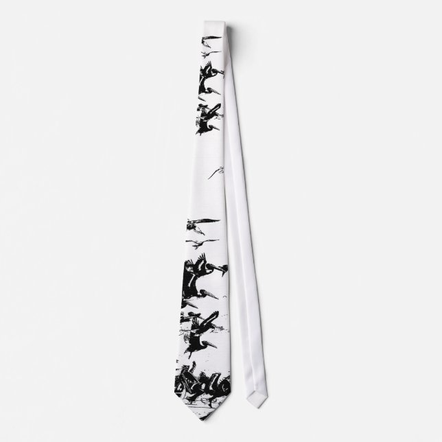 Pelican Birds Wildlife Animals Beach Ocean Tie (Front)
