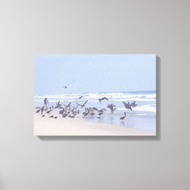 Pelican Birds Wildlife Animals Ocean Canvas Print (Front)