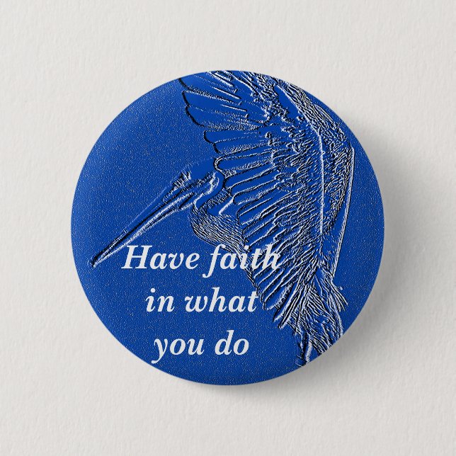 Pelican,Blue art_ 2 Inch Round Button (Front)