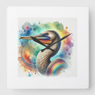 Pelican Eel 060724AREF118 - Watercolor Square Wall Clock