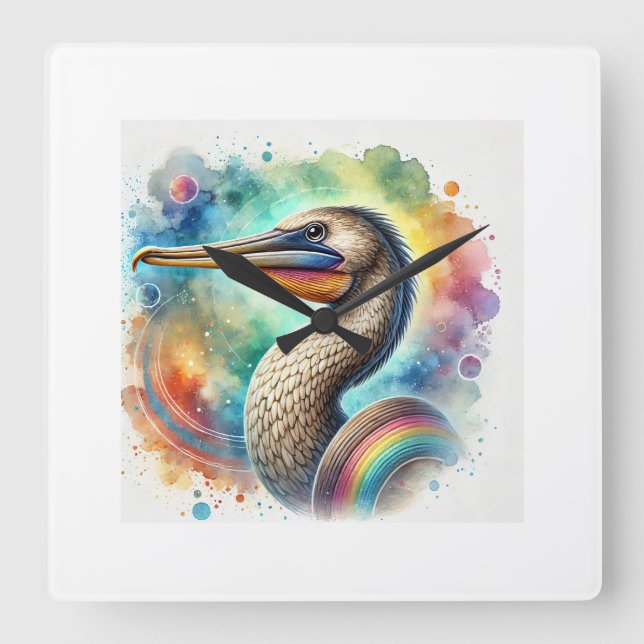 Pelican Eel 060724AREF118 - Watercolor Square Wall Clock (Front)