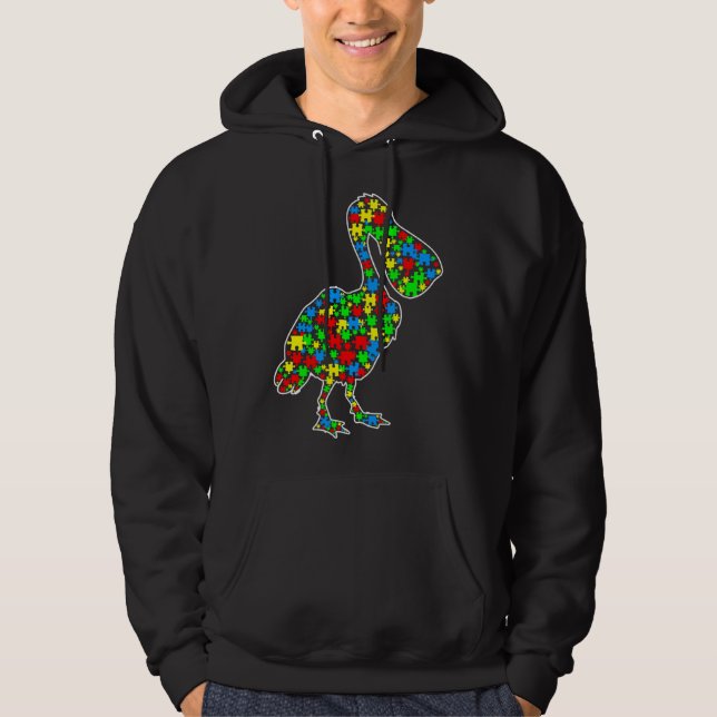 Pelican Funny Puzzle Animals Autism Awareness Hoodie (Front)