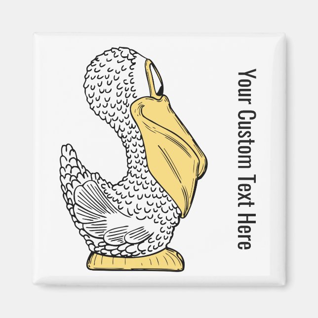 Pelican illustration custom text magnet (Front)
