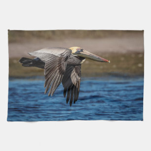 Pelican in flight kitchen towel