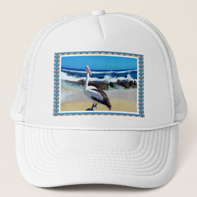 Pelican Loving The Beach Splashes, Trucker Hat (Front)
