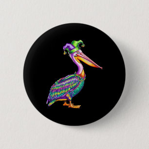 Pelican Mardi Gras Carnival Animal Lover Mens Wome 2 Inch Round Button