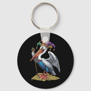 Pelican Mardi Gras Carnival Animal Lover Mens Wome Keychain