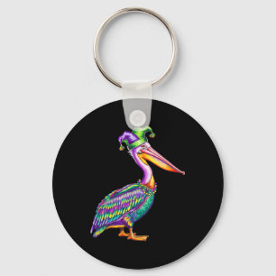 Pelican Mardi Gras Carnival Animal Lover Mens Wome Keychain