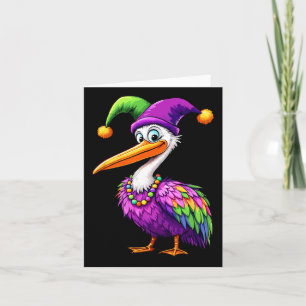 Pelican Mardi Gras Carnival Lover Mens Womens Kids Card