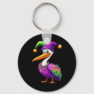 Pelican Mardi Gras Carnival Lover Mens Womens Kids Keychain