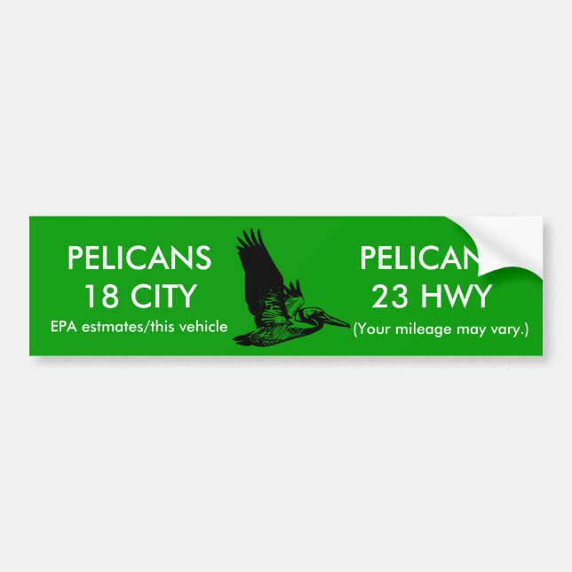 Pelican Mileage Rating Bumper Sticker (Front)