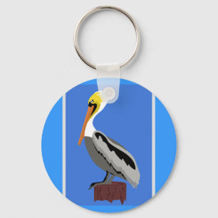 Pelican on a Piling Keychain