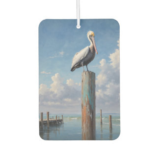 Pelican on a weathered dock pole air freshener