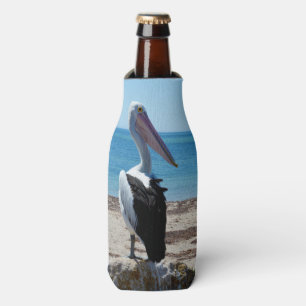 Pelican On Beach Rock, Bottle Cooler
