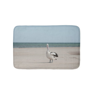 Pelican on the beach bath mat