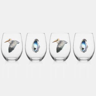Pelican & Oyster Stemless Wine Glass - 4 set