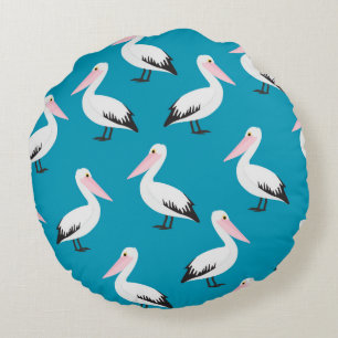 Pelican pattern round pillow