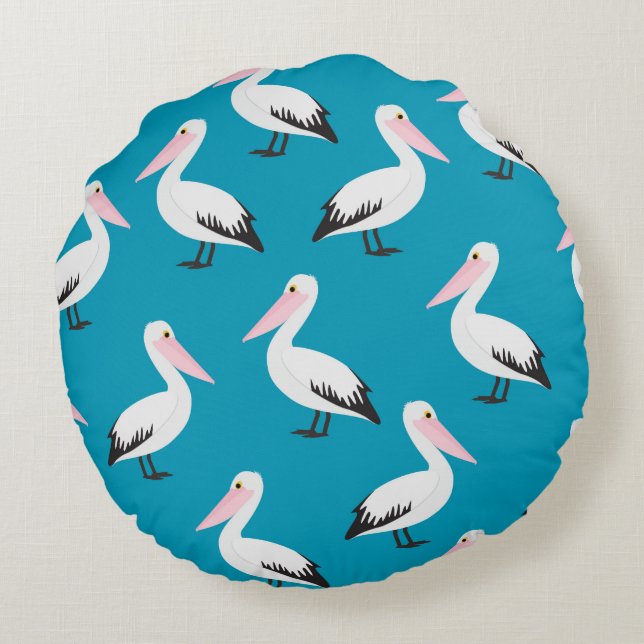 Pelican pattern round pillow (Back)