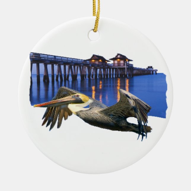 Pelican Pier Ceramic Ornament (Front)