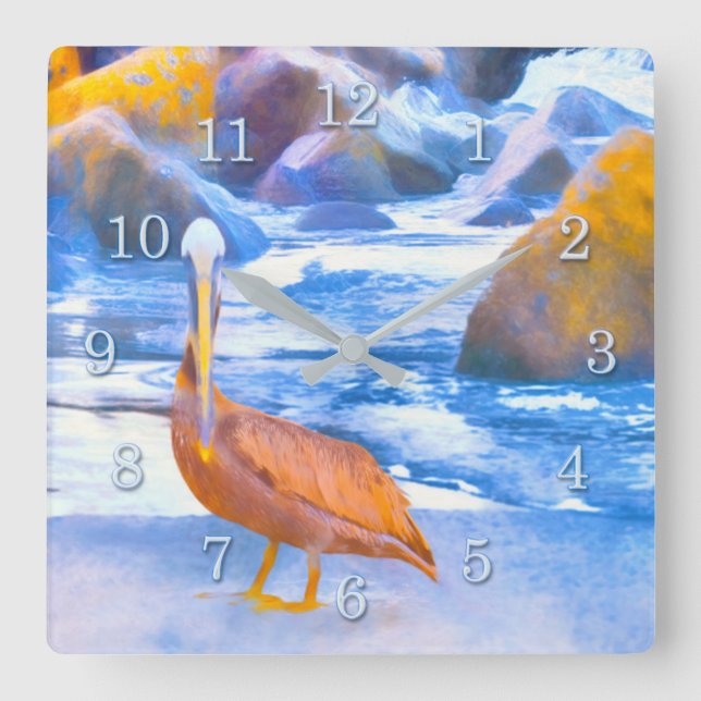 PELICAN PLAYGROUND CORONADO BEACH CA SQUARE WALL CLOCK (Front)