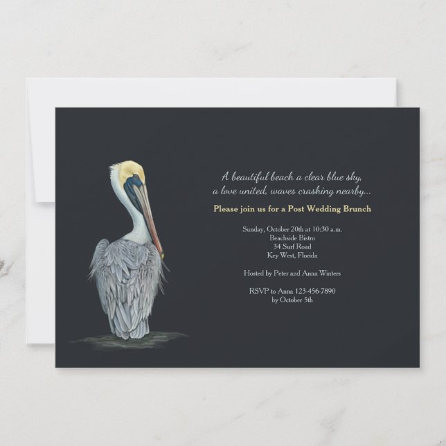Pelican Post Wedding Brunch Invitation (Front)