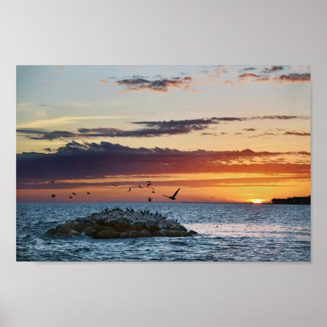 Pelican Rock Sunset, Dauphin Island, Alabama Poster (Front)