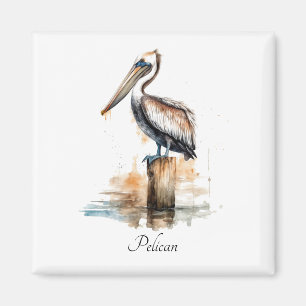 Pelican standing on a pole  magnet