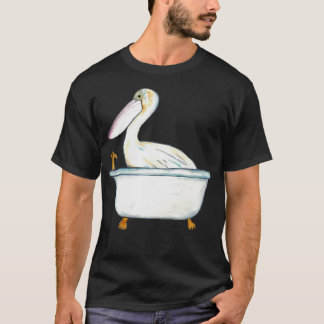 Pelican taking bath watercolo T-Shirt