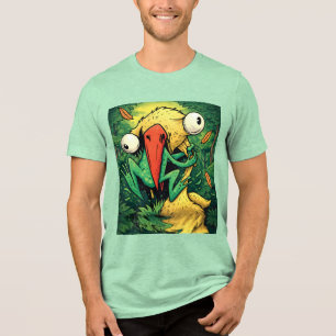 Pelican vs Frog Swamp Never Give Up Funny T-Shirt Tri-Blend Shirt