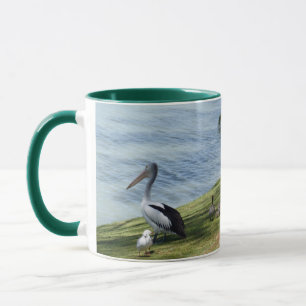 Pelican With Ducks And Sea Gulls, Mug