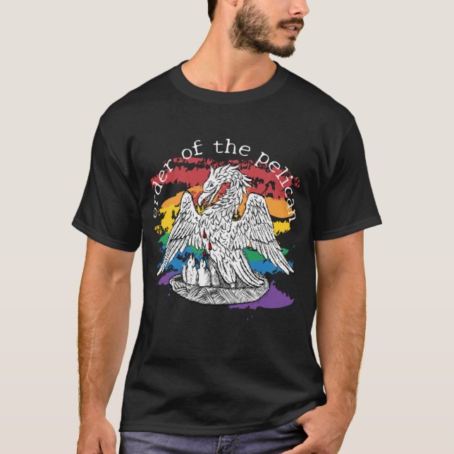 Pelican Woodcut Pride T-Shirt (Front)