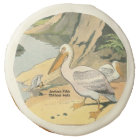 Pélicans à la fête d'anniversaire de la plage