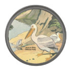 Pélicans à la fête d'anniversaire de la plage