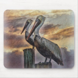 Pelicans At Sunset Mouse Pad